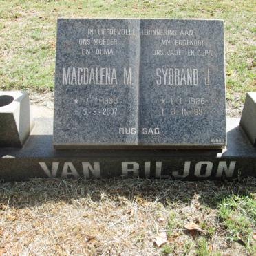 BILJON Sybrand J., van 1928-1991 &amp; Magdalena M. 1930-2007