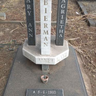 BIERMAN Mary Ann Magrietha 1933-2012