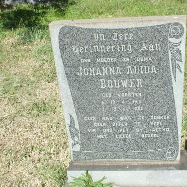 BOUWER Johanna Alida nee VORSTER 1900-1980
