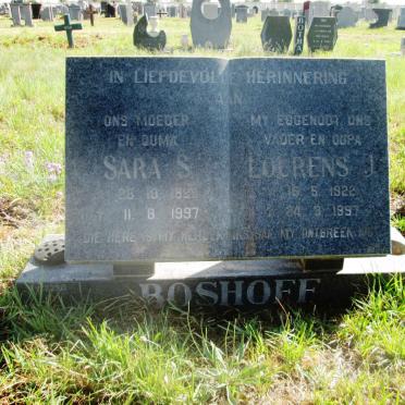 BOSHOFF Lourens J. 1922-1997 &amp; Sara S. 1929-1997