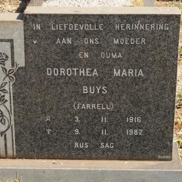 BUYS Dorothea Maria nee FARRELL 1916-1982
