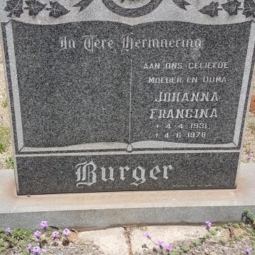 BURGER Johanna Francina 1931-1978
