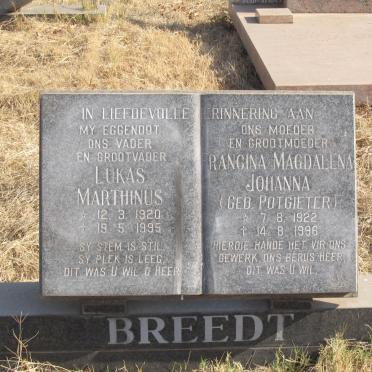 BREEDT Lukas Marthinus 1920-1995 &amp; Rangina Magdalena Johanna POTGIETER 1922-1996