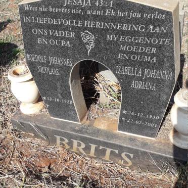 BRITS Roedolf Johannes Nicolaas 1928-  & Isabella Johanna Adriana 1930-2001
