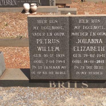 BRITS Petrus Willem 1938-1984 &amp; Johanna Elizabeth 1941-2015
