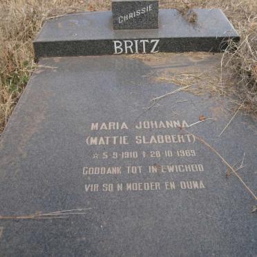 BRITZ Maria Johanna nee SLABBERT 1910-1969
