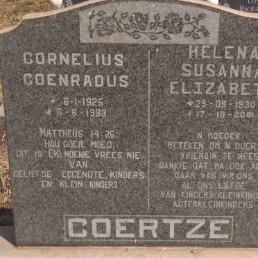 COERTZE Cornelius Coenradus 1925-1983 &amp; Helena Susanna Elizabeth 1930-2001