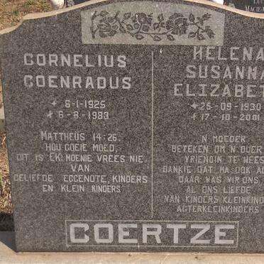 COERTZE Cornelius Coenradus 1925-1983 &amp; Helena Susanna Elizabeth 1930-2001