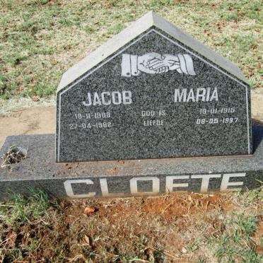 CLOETE Jacob 1908-1992 &amp; Maria 1915-1997