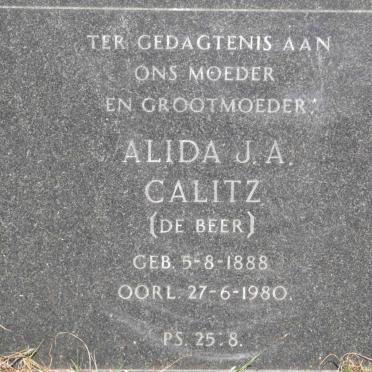 CALITZ Alida J.A. nee DE BEER 1888-1980