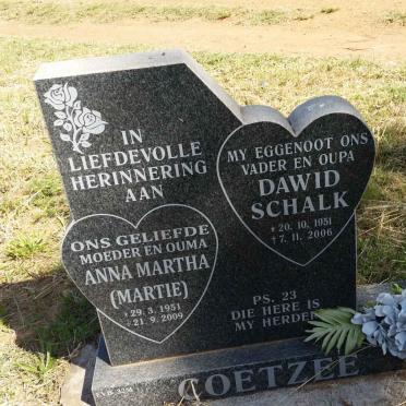COETZEE Dawid Schalk 1951-2006 &amp; Anna Martha 1951-2009