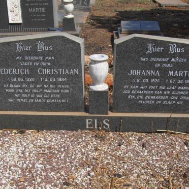 ELS Frederich Christiaan 1920-1984 &amp; Johanna Martina 1926-1999