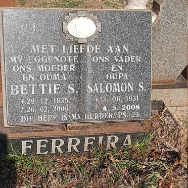FERREIRA Salomon S. 1931-2008 & Bettie S. 1935-2000