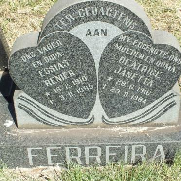 FERREIRA Essias Renier 1910-1995 &amp; Beatrice Janetta 1916-1984