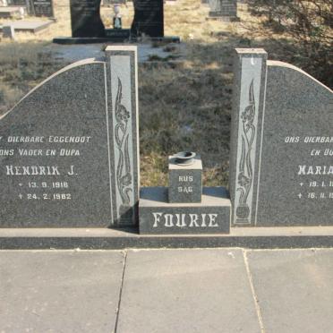 FOURIE Hendrik J. 1916-1982 &amp; Maria C. 1921-1987