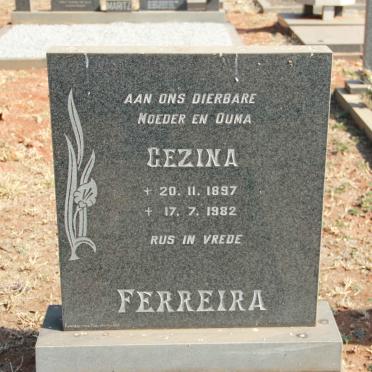 FERREIRA Gezina Elizabeth voorheen JOUBERT nee REYNEKE 1897-1982
