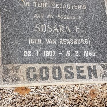 GOOSEN Susara E. nee VAN RENSBURG 1907-1965
