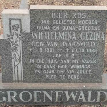 GROENEWALD Wilhelmina Gezina nee VAN JAARSVELD 1901-1985