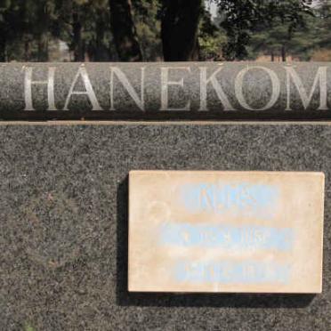 HANEKOM Koos 1952-1978