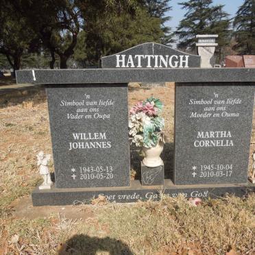 HATTINGH Willem Johannes 1943-2010 &amp; Martha Cornelia 1945-2010
