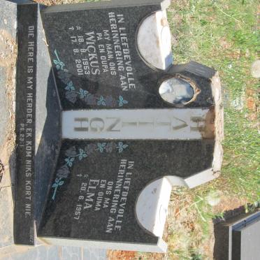 HATTINGH Wickus 1953-2001 &amp; Elma 1957-