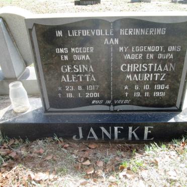 JANEKE Christiaan Mauritz 1904-1991 &amp; Gesina Aletta 1917-2001