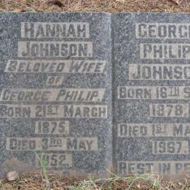 JOHNSON George Philip 1878-1967 &amp; Hannah 1875-1952