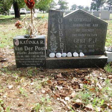 JOUBERT Gert P.J. 1923-1990 :: VAN DER POST Katinka R. nee JOUBERT 1983-2010