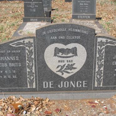 JONGE Johannes Jacob Brits, de 1918-1966 &amp; Johanna Christina 1918-1997