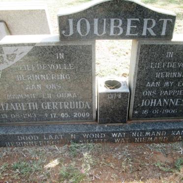 JOUBERT Johannes Petrus 1906-1992 &amp; Elizabeth Gertruida 1913-2009