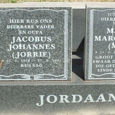 JORDAAN Jacobus Johannes 1928-199? &amp; Martha Margaretha 1937-1996