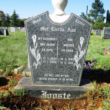 JOOSTE Josef 1932-2002 &amp; Lettie 1940-2010