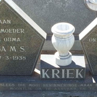 KRIEK Pieter J. 1938-1995 &amp; Elsa M.S. 1938-