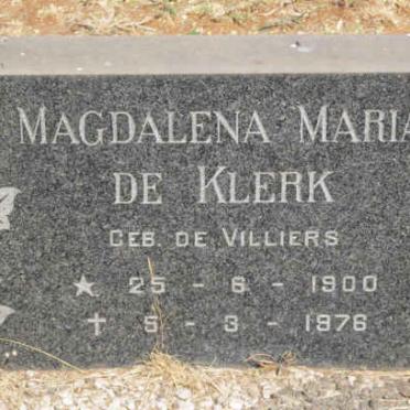 KLERK Magdalena Maria, de nee DE VILLIERS 1900-1976