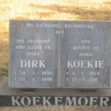 KOEKEMOER Dirk 1930-1999 &amp; Koekie 1934-2005
