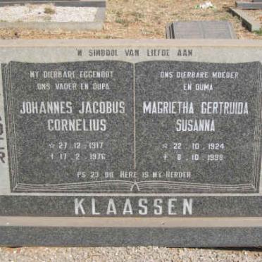 KLAASSEN Johannes Jacobus Cornelius 1917-1976 &amp; Magrietha Gertruida Susanna 1924-1998