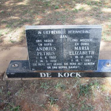 KOCK Andries Petrus, de 1920-1992 &amp; Maria Elizabeth 1926-1993