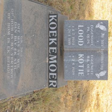 KOEKEMOER Lood 1924-1999 &amp; Kotie 1929-