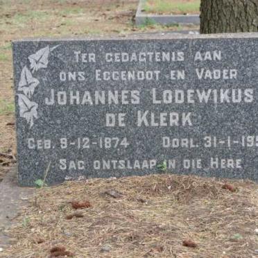 KLERK Johannes Lodewikus, de 1874-1954