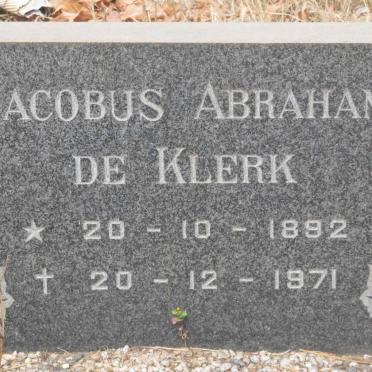 KLERK Jacobus Abraham, de 1892-1971