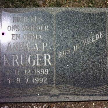 KRUGER Anna A.P. nee PRETORIUS 1899-1992