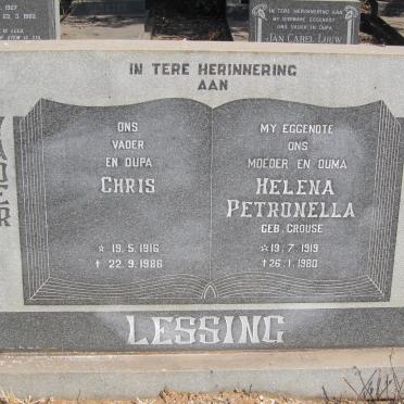 LESSING Chris 1916-1986 &amp; Helena Petronella CROUSE 1919-1980