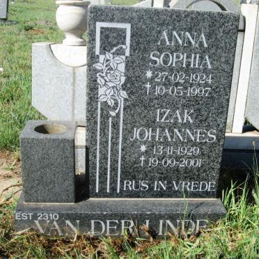 LINDE Izak Johannes, van der 1929-2001 &amp; Anna Sophia 1924-1997