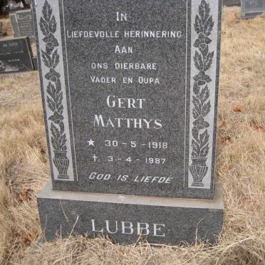 LUBBE Gert Matthys 1918-1987