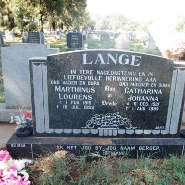 LANGE Marthinus Lourens 1915-1993 &amp; Catharina Johanna 1921-1994