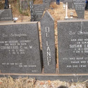 LANGE Cornelius C.de W., de 1903-1971 &amp; Susan Lucia 1904-1992