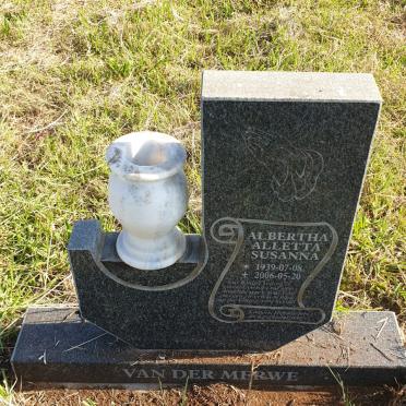 MERWE Albertha Aletta Susanna, van der 1939-2006