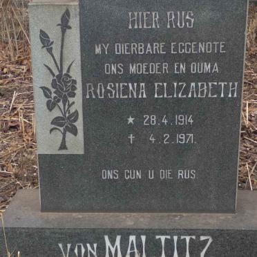 MALTITZ Rosiena Elizabeth, von 1914-1971