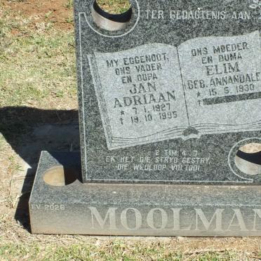 MOOLMAN Jan Adriaan 1927-1995 &amp; Elim ANNANDALE 1930-