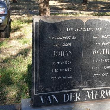 MERWE Johan, van der 1897-1965 &amp; Kotie 1895-1980